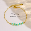 14K gold plated stainless steel double-layer bracelet with mint green beads and star charms - YTB240604-Mint Green Faceted Beads