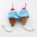 Blaues Eiscreme-Plüsch-Hundespielzeug mit weißem Baumwollseil zum Kauen und Spielen - Eiscreme / Blau