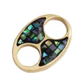 Golden oval clover connector with iridescent shell inlay for DIY bracelet and jewelry - Inlaid Pig Nose / Gold Abalone Shell