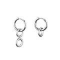 Asymmetric polished silver titanium steel chain drop earrings with geometric rings - Style 24 (Pair) / Asymmetric Streamline Silver