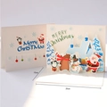 3D pop-up Christmas card with Santa, reindeer and snowman, 20cm x 15cm size - Happy Holiday Scene