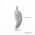 Pendentif plume en argent serti de zircons avec dimensions de 23,3mm par 8,6mm - Aile d'Ange en Argent avec Zircone
