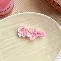 Haarklammer mit rosa Kirschblüten, doppelten Blütenblättern und passender BB-Klammer - Sakura Wellenspange
