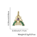 Detailed view of gold starfish pendant with purple stone and green crystals and dimensions - Triangular Floral Style (Style 2)