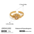 Offener Sonnenring aus Gold-Edelstahl mit Produktabmessungen und Gewichtsspezifikation - Sonne Stil (JDR2411002)