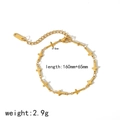 Detail of 18k gold plated stainless steel bracelet with 4.8mm cross charms and extension chain - Minimalist Cross Style (TB5064)