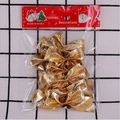 Set of shiny golden Christmas bows for tree decoration in clear packaging with red card header - 12 Pieces/Pack (Bag) / Bright Gold
