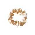 Silky champagne satin scrunchie made of premium fabric with elegant soft folds - Medium / Off White