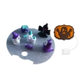 Halloween theme acrylic cup nameplate accessories with miniature ghost and pumpkin figures - 40OZ-Halloween Wizard Accessories Pack