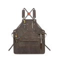 Dark gray canvas work apron with multiple tool pockets and cross-back padded straps - Webbing Edge Black Gray