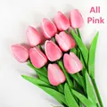 A bouquet of ten realistic mini tulips in soft pink finish for home decoration - All Pink