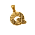 Gold-plated letter Q pendant with textured bark finish in durable stainless steel - Q-Single Pendant