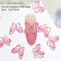 Large gradient pink resin butterfly nail charm with metallic center 10.5x8mm size - 10.5*8mm / Gradient Pink
