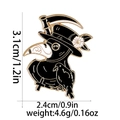 Detailed size view of plague doctor enamel pin with raven and scythe, 3.1cm x 2.4cm - Plague Doctor