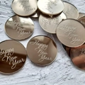 Mirror gold round acrylic Happy New Year charms for cake decoration and baking crafts - Round Happy New Year Tag (Width approx. 5CM) / Gold
