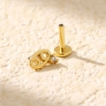 Gold s925 silver Cancer zodiac sign stud earring with zircon and screw back - Gold (Cancer)