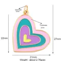 Colorful enamel heart pendant with four-layer neon colors for DIY jewelry making - Pink Multi-layer Heart Style (L282545-Pink)