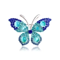 Exquisite silver vintage butterfly brooch with blue rhinestones and cyan cat eye stones - Rhinestone Blue Butterfly