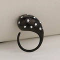 Anillo abierto negro con forma de gota y brillantes diamantes de imitación chic - Negro