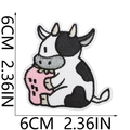 Dettaglio della toppa ricamata a mucca con indicazioni delle misure 6 cm x 6 cm - Stile 11 (6x6cm)