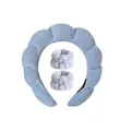 Close-up of high-density soft light blue coral fleece headband and matching wristbands - Headband Wristband Set / Sky Blue