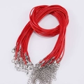 Red wax cord necklace with silver lobster clasp and extension chain for DIY jewelry - 2.0mm Diameter/45+5cm Length / Red
