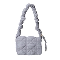 Quilted light purple crossbody bag with puffy ruched shoulder strap and diamond pattern - Light Gray