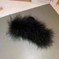 Elegant black feather hair claw clip for women featuring a luxury fluffy plume design - 81# Black Feather Hair Claw