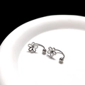 Minimalist silver titanium steel flower C-shape stud earrings with hollow petal design - Steel Hollow Flower U-Shape Ear Cuff (Single)