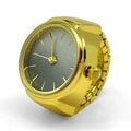 Vintage Ring-Uhr in Gold mit dunkelgrauem Zifferblatt und dehnbarem Metallarmband - Gold