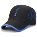 Black and blue quick-dry baseball cap with SPORTCAP embroidery and breathable mesh - Adjustable / Black With Blue Embroidery
