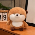 Plush brown and white otter stuffed animal toy on a wooden desk with cozy home decor - Otter / 15CM