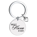 Polished stainless steel keychain with heart charm and BEST Nana EVER engraving - Nana