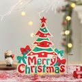 Luminous Christmas wood tree ornament with LED light, Merry Christmas design, 21x18cm - Colorful Christmas Tree