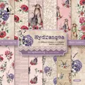 Hydrangea themed 6x6 inch scrapbooking paper pad with vintage floral and rabbit patterns - 21044 24 Images