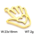 Colgante de mano dorado en acero inoxidable con corazón calado, 23x18mm y 2g - 23x18mm / Dorado (KLJ5698-Z)