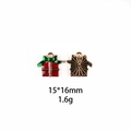 Detailed view of 15x16mm red gift box enamel charm with a green bow for DIY jewelry - #9 Gift Box (Bowtie)