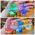 Porte-clés Mickey colorés avec sable mouvant liquide, perles et clochettes en cinq couleurs - Style Fermoir Mousqueton / Style à oreilles rondes lumineuses (Mélange aléatoire)