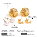 Detailansicht der Maße für Edelstahl Ohrstecker Set mit Delphin, Muschel und Perle - Delfin Perle Und Muschel Stil (JDEW2410004)