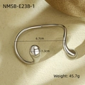 Bracelet jonc irrégulier en acier argenté avec gouttes d'eau et spécifications - Bracelet Irrégulier Double Goutte d'Eau(NMSB-E238-1)