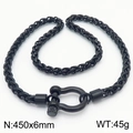Minimalist black stainless steel horseshoe buckle chain bracelet, size 450x6mm, weight 45g - Black (KN251074-KFC)