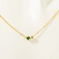 Collana in acciaio inossidabile placcato oro 18K con ciondolo pietra portafortuna verde - Maggio Verde Smeraldo (Smeraldo)