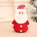 Knitted Santa Claus gift bag in classic red and white plush with snowflake buttons - Red Outfit Knitted Santa