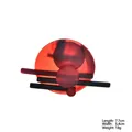 Abstract red and black acrylic brooch with geometric circular pattern and pin closure - 7.7cmx5.4cm / Dark Red