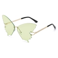 Rahmenlose Schmetterlings-Sonnenbrille mit hellgrünen Gläsern und goldenen Bügeln - Goldrahmen Grüne Gläser
