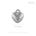 Polished silver heart pendant in stainless steel, size 11x10mm with 2g weight details - Stainless Steel Silver Heart Charm (KLJ6747-Z)