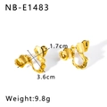 Detail showing irregular gold wavy earrings with dimensions 3.6cm by 1.7cm and 9.8g weight - Molten Texture Teardrop Style (NB-E1483) / 18K Gold