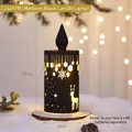 Christmas LED candle lantern with reindeer cutout design and warm yellow light, 20cm - Medium Black Candle Lamp / Black (Medium)