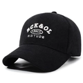 Casquette de baseball en velours côtelé noir avec broderie blanche pour l'hiver - Réglable / Noir Avec Broderie Blanche