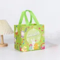 Eco-friendly Easter tote bag in vibrant grass green with cute white bunny and eggs design - XH21-Horizontal